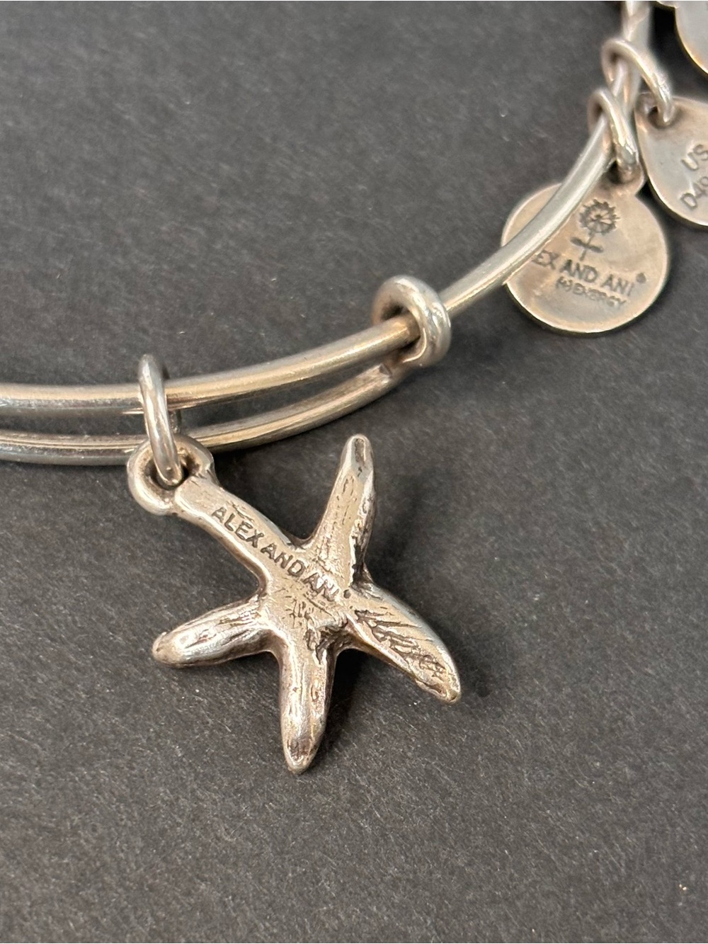 Alex & Ani Silver " Starfish " Beach Charm Bangle Bracelet Metal - Picture 5 of 7